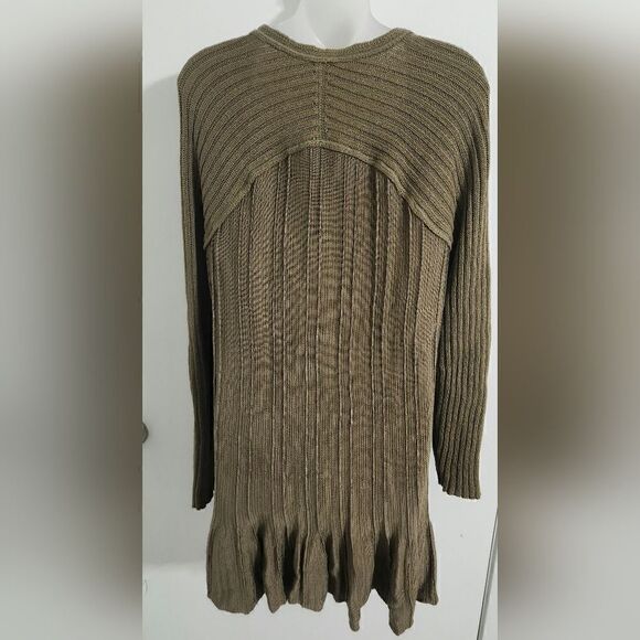 Free People Baby Doll V-neck Sweater Olive size M - Picture 4 of 8